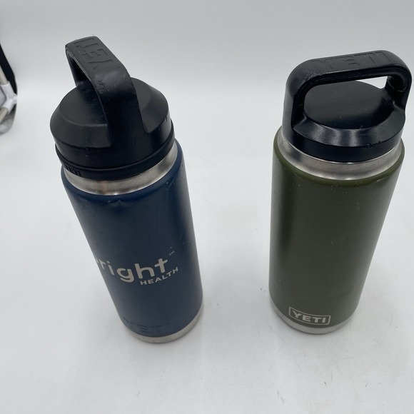 Lot Of 2 YETI Rambler Water Bottle Green Blue 26oz Insulated SEE PICS - Picture 2 of 16